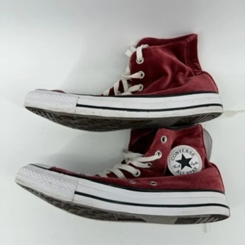 Converse Chuck Taylor All Star Burgundy Velvet High Top Sneakers Womens 10 - Picture 9 of 9